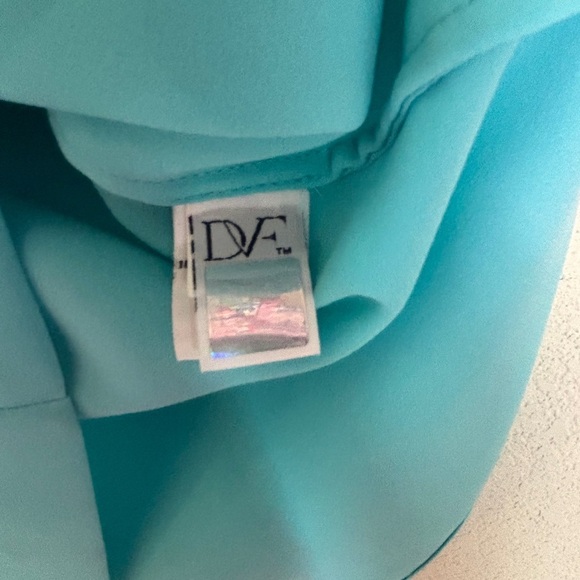 Diane Von Furstenberg Teal Aqua Blue Draped V-Neck Sleeveless Blouse S - Picture 6 of 8